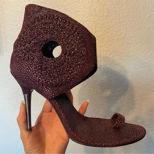 Elizabeth and James Purple Leather Elegant Stiletto Heels